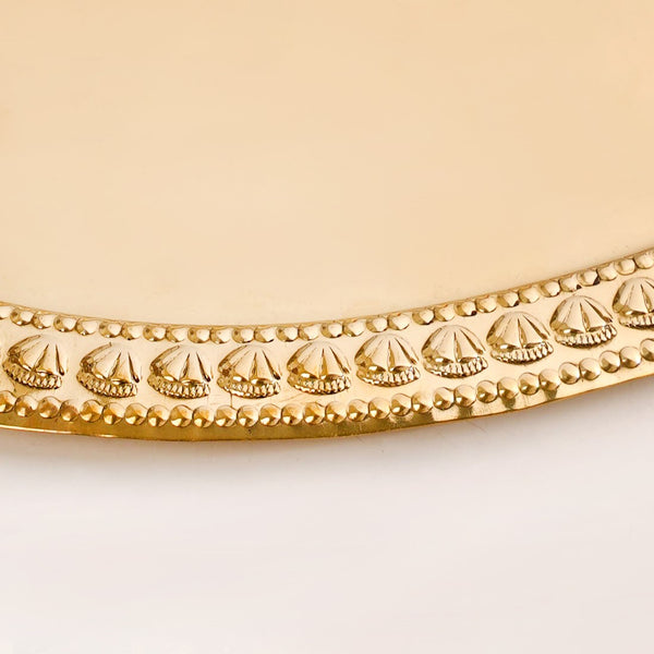 Veda Pure Brass Oval Tray With Embossed Detailing 32x22cm