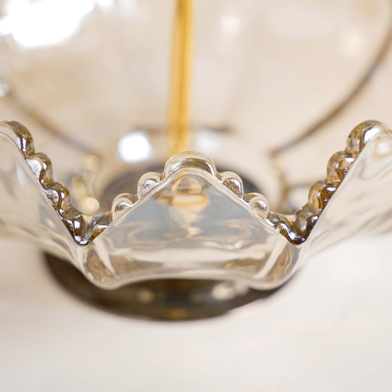 Glass 2 Tier Decorative Stand With Metal Holder