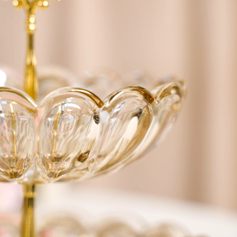 Shimmery Crystal Glass 2 Tier Snack Stand