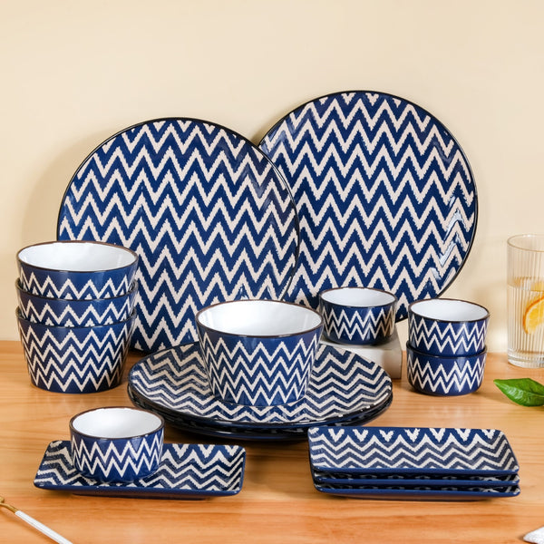 Oscilla Navy Blue 16 Piece Luxe Dinner Set For 4