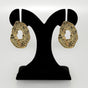 Oval Hollow Abstract Textured Gold Earrings