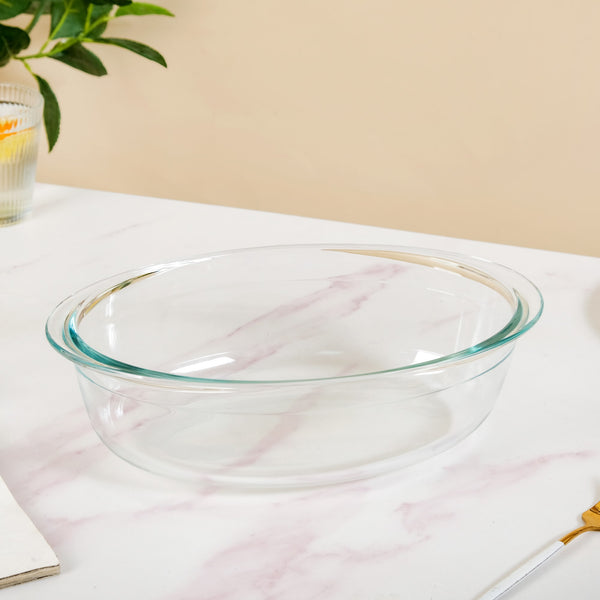 Transparent Oval Glass Casserole Dish With Lid 3300ml