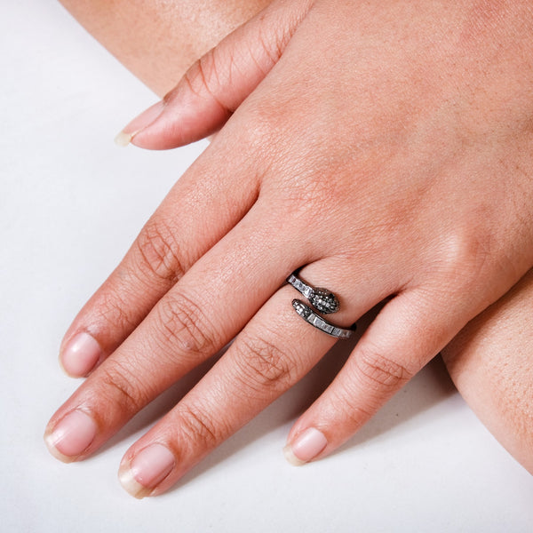 Oxidised Silver Serpent Ring