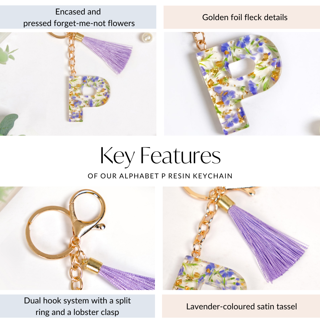 Petals And Glitter P Dual Hook Keychain Online - Premium Keychain ...