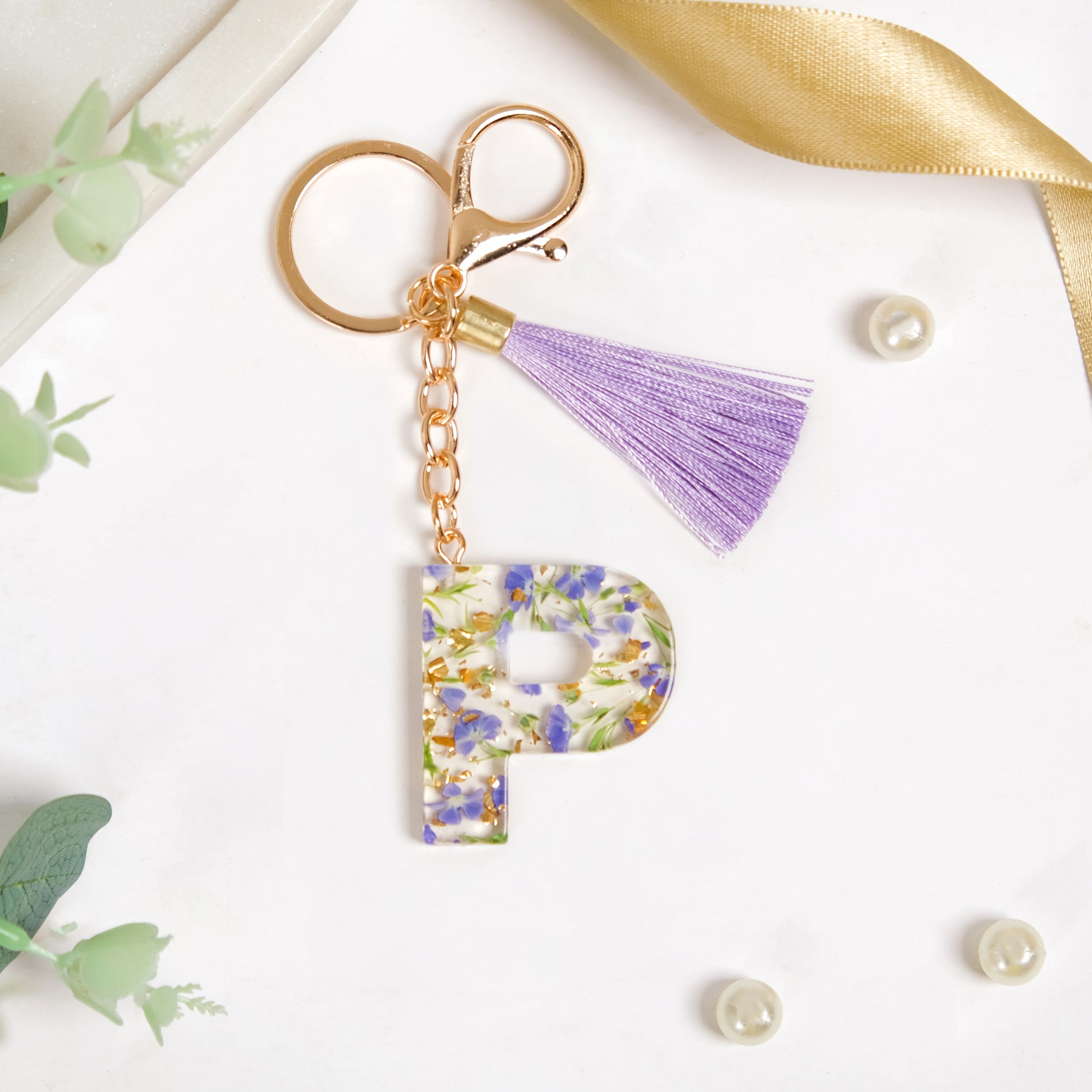 Petals And Glitter P Dual Hook Keychain Online - Premium Keychain ...