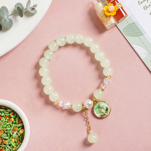 Pastel Green Bracelet Rakhi Gift Set