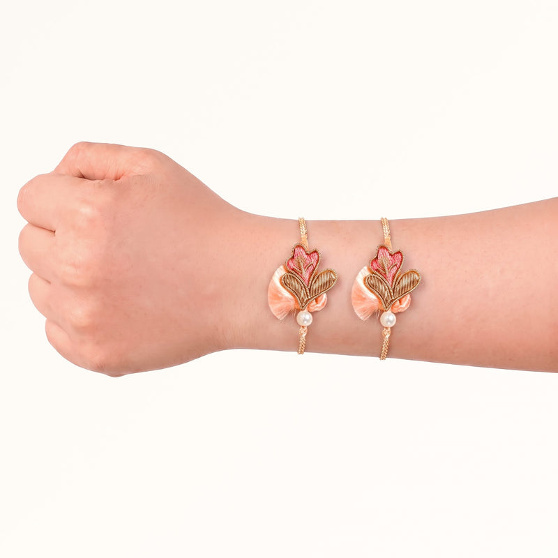 Peach Petal Rakhi Gift Set