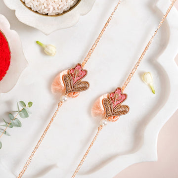 Peach Petal Rakhi Gift Set