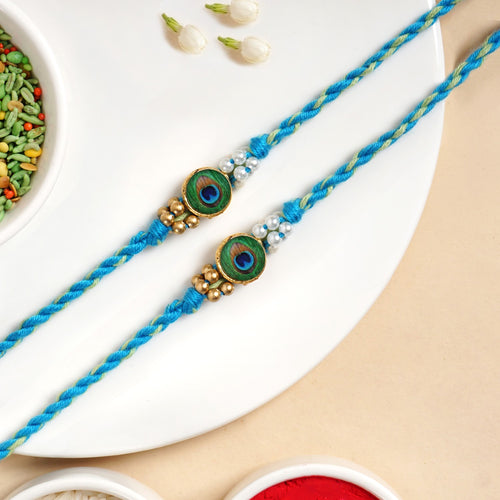 Peacock Charm Rakhi Gift Set