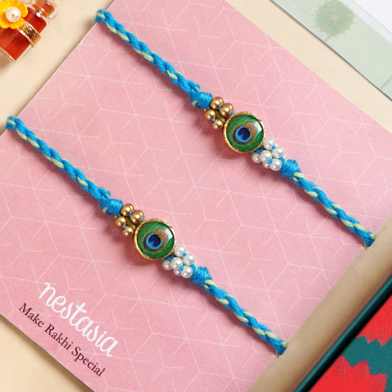 Peacock Charm Rakhi Gift Set