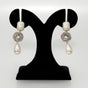 Pearl And Silver Overlapping Ring Danglers