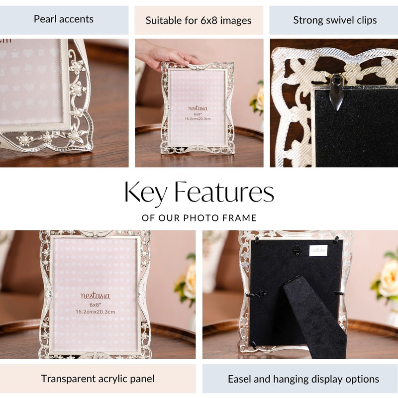 Pearl Filigree Photo Frame Large 6x8"