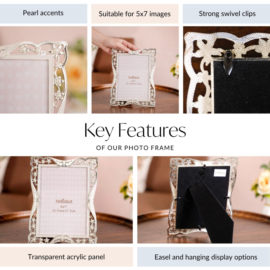 Floral Cutwork Pearl Medium Photo Frame 13x18cm Online - Premium