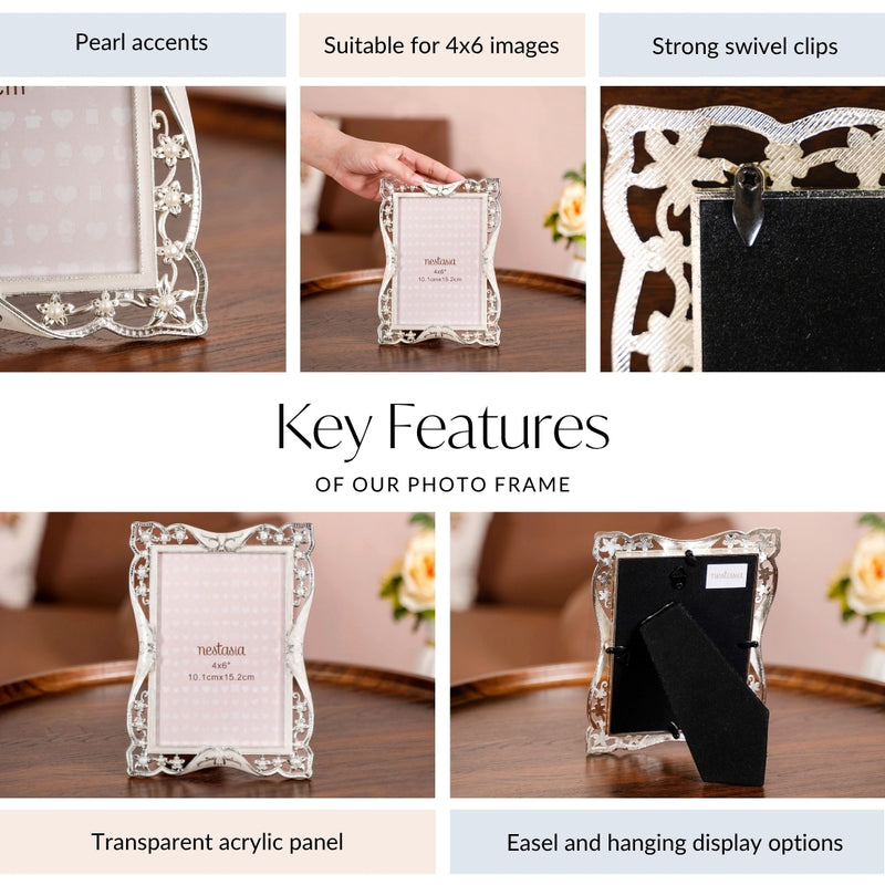 Pearl Filigree Photo Frame Small 4x6"