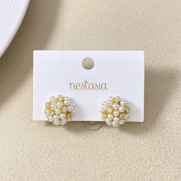 Pearl Flora Gem Cluster Earrings