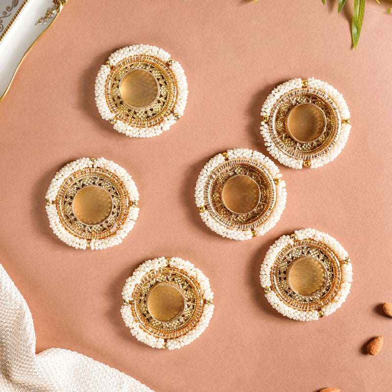 Pearl Tealight Candle Holder Set of 6