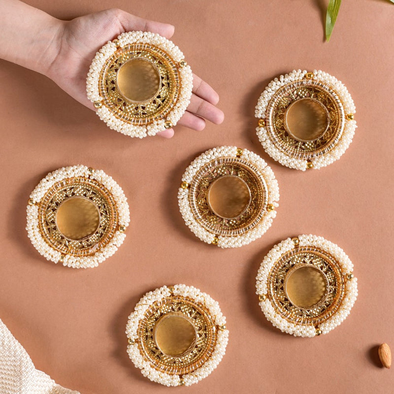 Pearl Tealight Candle Holder Set of 6