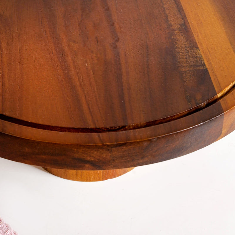 Pedestal Acacia Wood Cake Stand With Cloche 22cm
