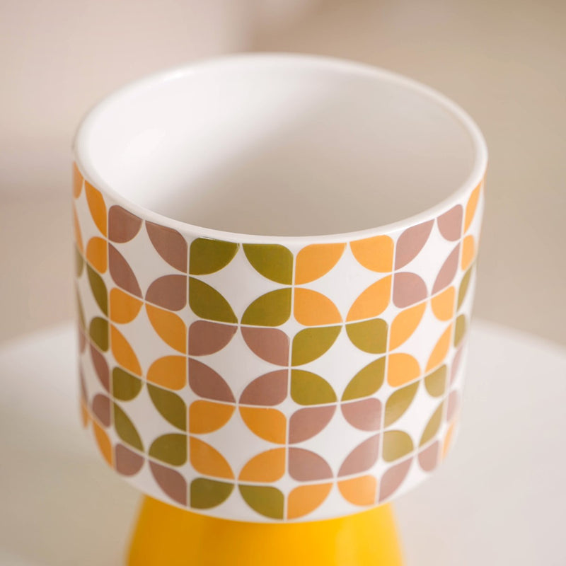 Colour Pop Pedestal Flower Pot Bauhaus Multicolour- Colour Pop Flower Pot, Multicolour Pedestal Pot, Decorative Pedestal Planter, Vibrant Flower Pot