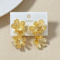 Peony Bloom Gold Drop Earrings