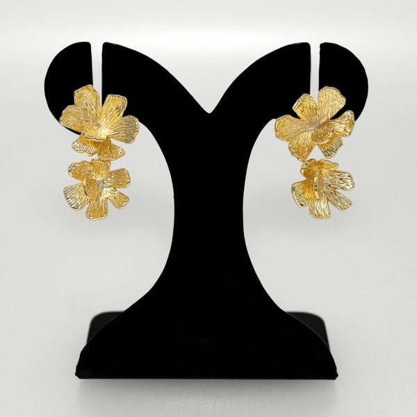 Peony Bloom Gold Drop Earrings