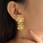 Peony Bloom Gold Drop Earrings