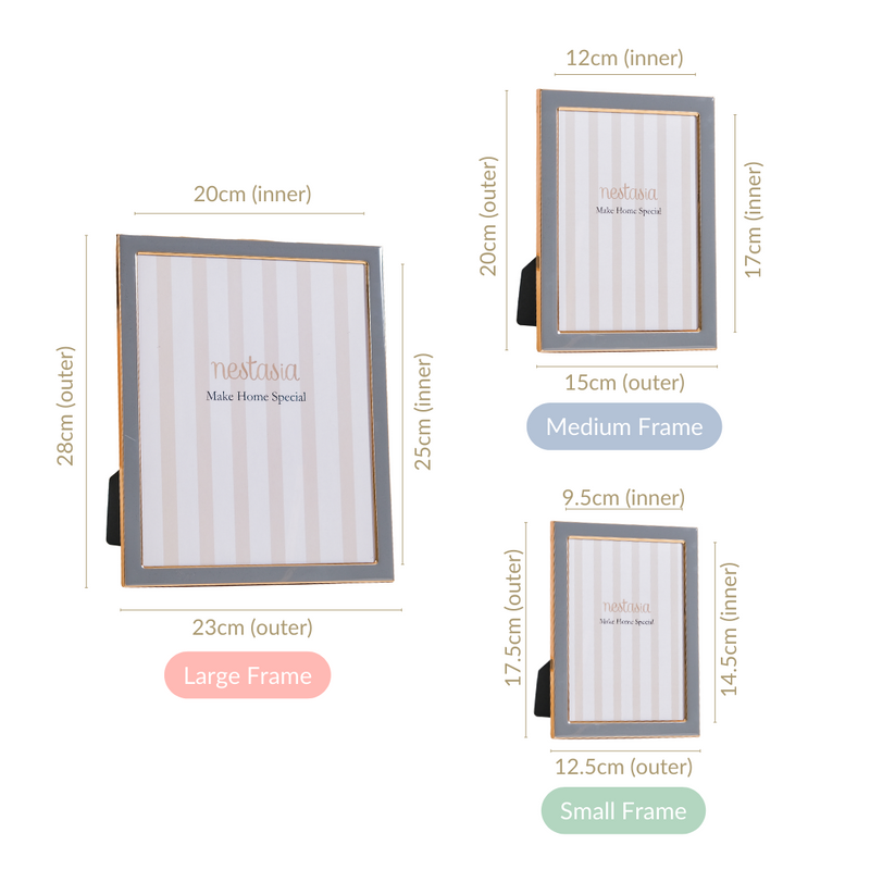 Set Of 3 Desk Photo Frames For Room Decor Grey