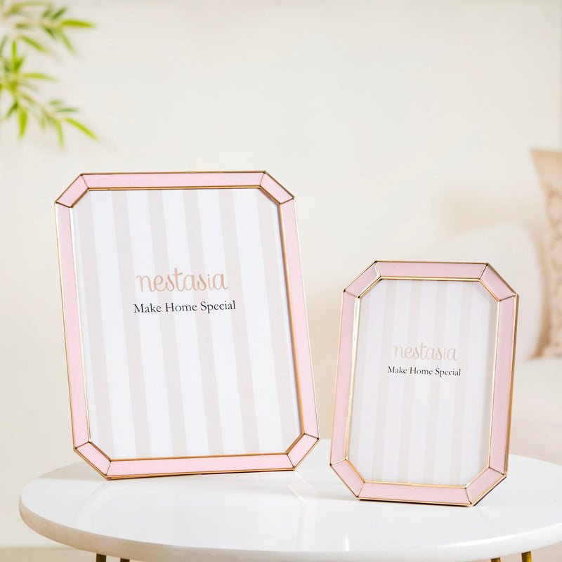 Set Of 2 Opulent Photo Frames Pink Gold