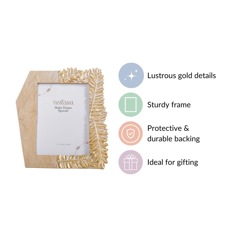 Fern Designer Photo Frame Gold 9"x7.5"- Fern Designer Photo Frame, Gold Photo Frame, Decorative Fern Frame, Elegant Gold Frame, Fern Wall Frame