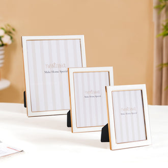 Minimalist Rectangle Photo Frame Set Of 3 White Gold