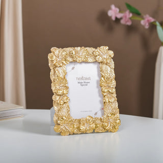 Small Hibiscus Photo Frame Gold 8.5