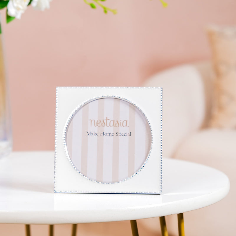 Square Shaped Round Photo Frame White 5"x5"