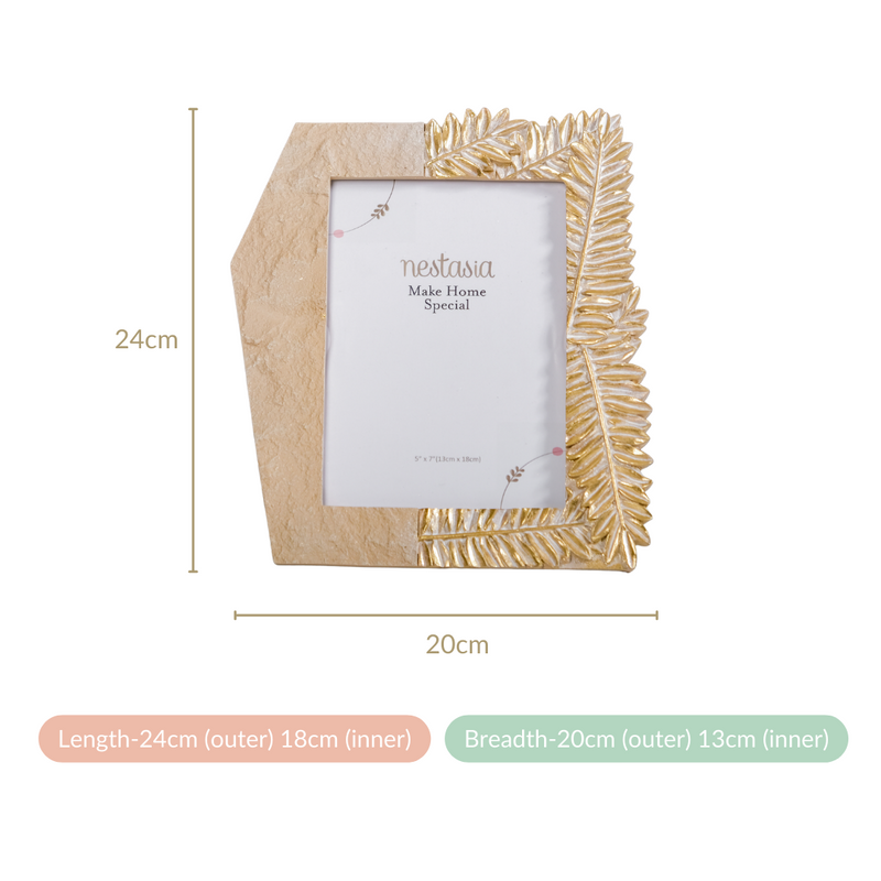 Fern Designer Photo Frame Gold 9"x7.5"- Fern Designer Photo Frame, Gold Photo Frame, Decorative Fern Frame, Elegant Gold Frame, Fern Wall Frame