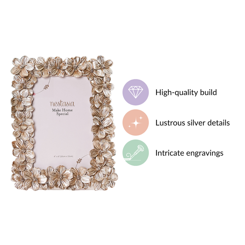 Blooming Garden Table Photo Frame Silver