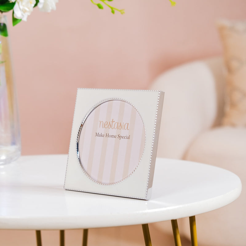 Square Shaped Round Photo Frame White 5"x5"