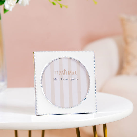 Square Shaped Round Photo Frame White 5"x5"