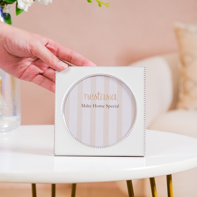 Square Shaped Round Photo Frame White 5"x5"