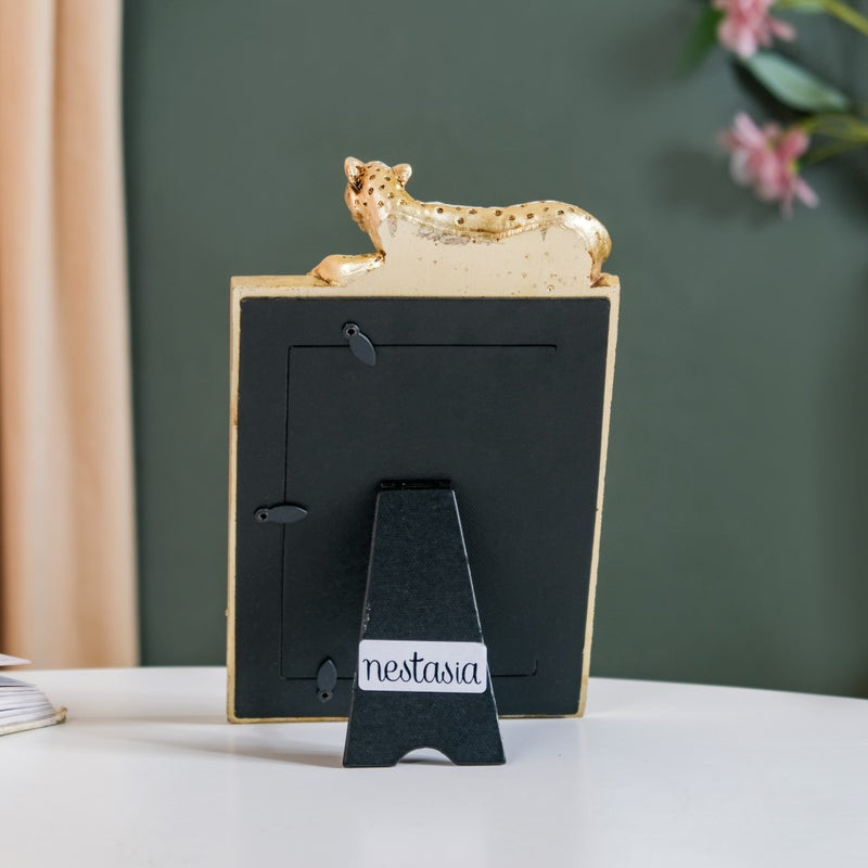 Jungle Resin Photo Frame Gold 8"x6"gold leopard photo frame, resin picture frame, animal-themed decor, stylish home accents