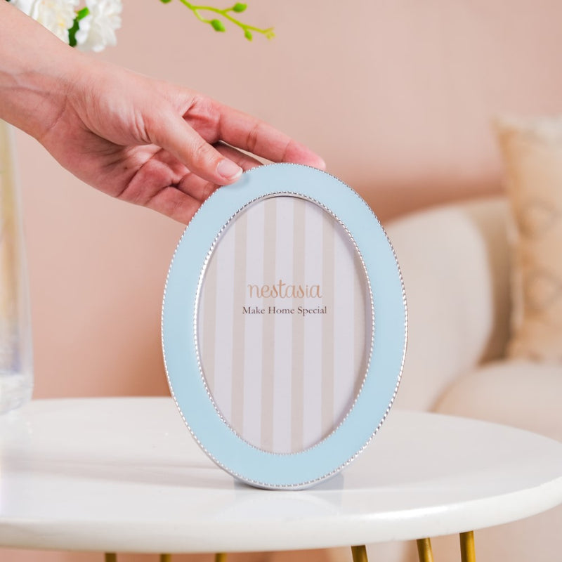 Powder Blue Oval Photo Frame 7"x5"
