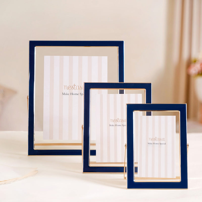Metal Floating Picture Frame Navy Blue Set Of 3