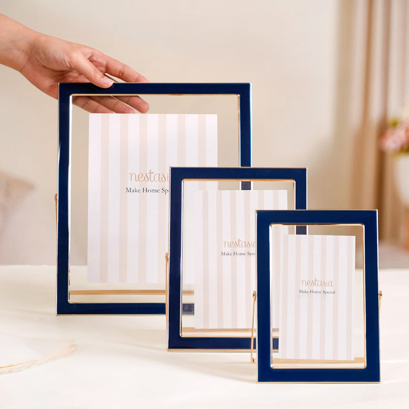 Metal Floating Picture Frame Navy Blue Set Of 3