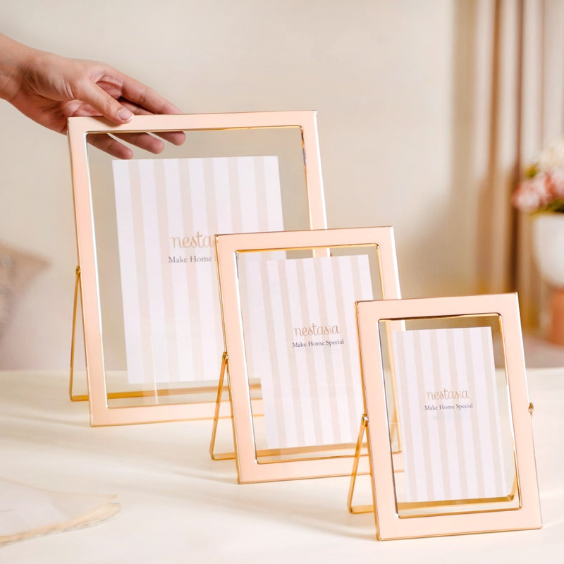 Set Of 3 Individual Tabletop Photo Frames Peach