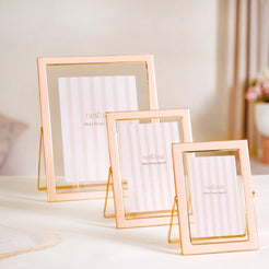 Set Of 3 Individual Tabletop Photo Frames Peach