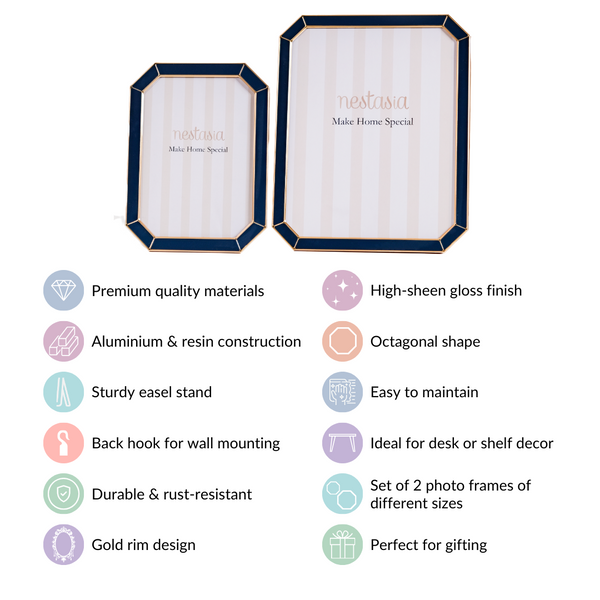 Set Of 2 Golden Rim Picture Frames Online - Premium Photo Frame | Nestasia