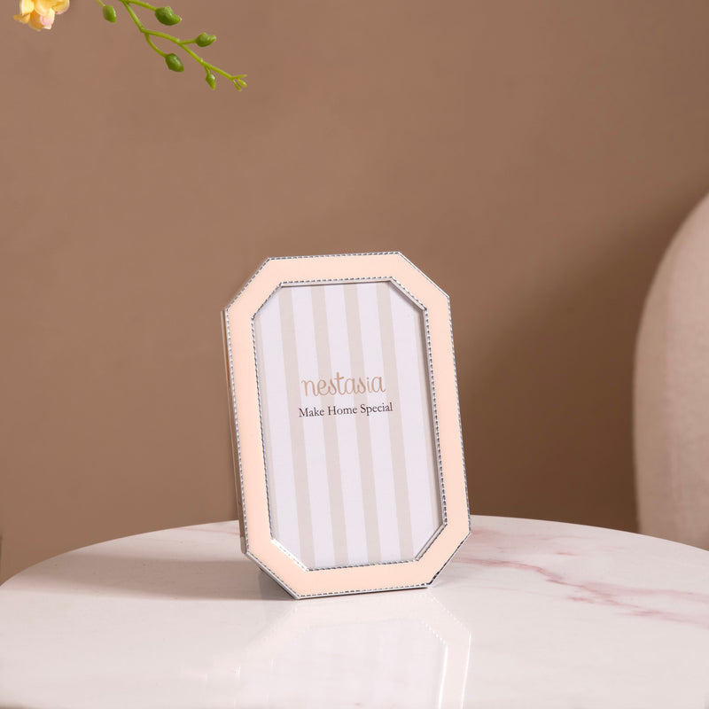 Silver Rim Photo Holder Frame Pink Set Of 2