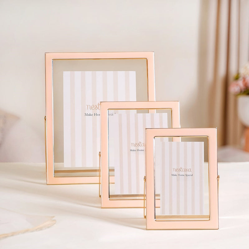 Set Of 3 Individual Tabletop Photo Frames Peach