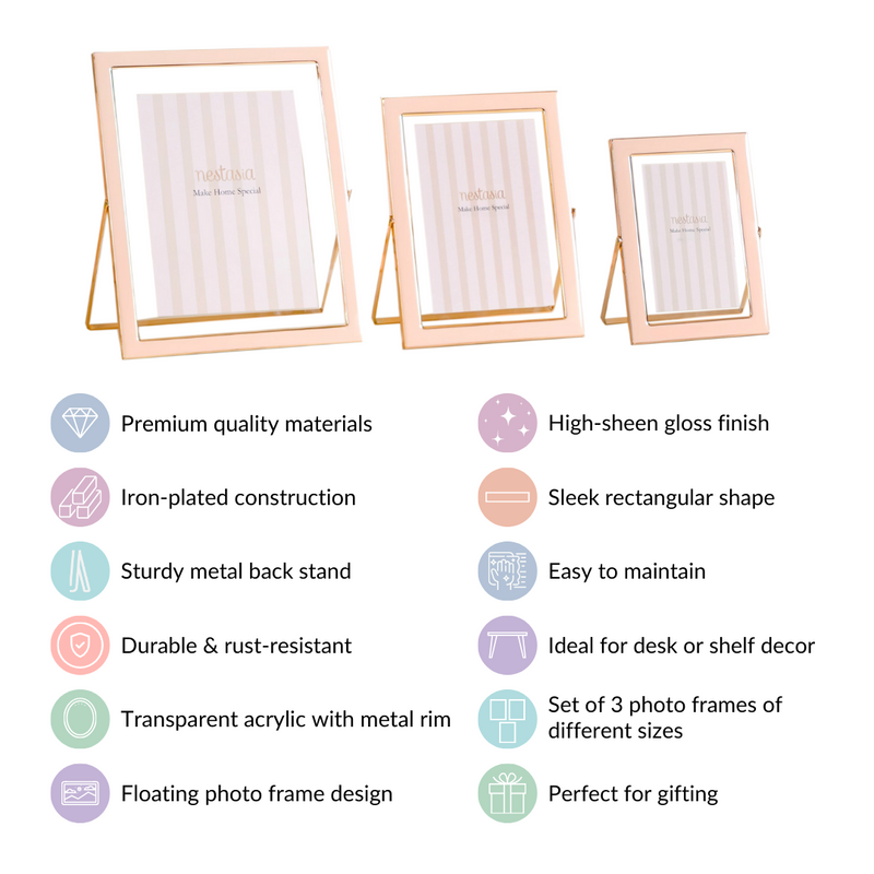 Set Of 3 Individual Tabletop Photo Frames Peach