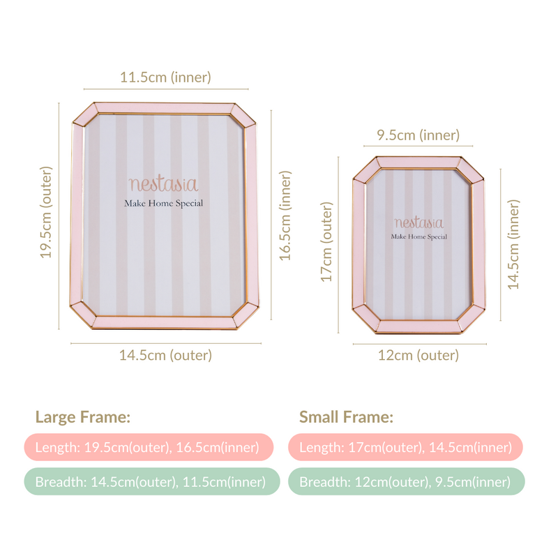 Silver Rim Photo Holder Frame Pink Set Of 2