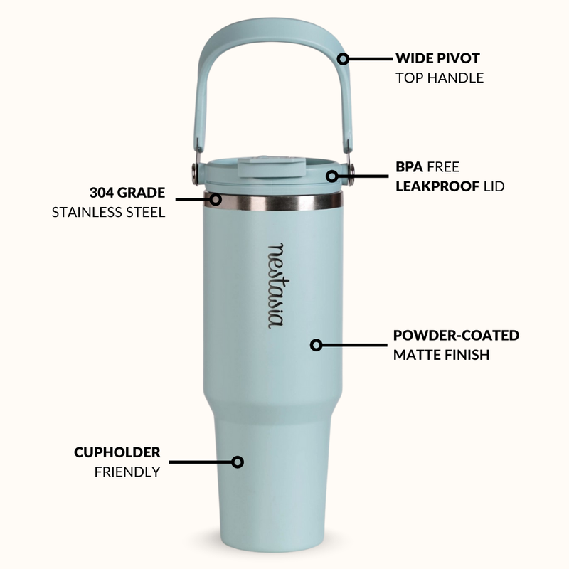 PickSip 40 Insulated Tumbler Bottle With Top Handle Arctic Blue 1200ml