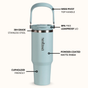 PickSip 40 Insulated Tumbler Bottle With Top Handle Arctic Blue 1200ml